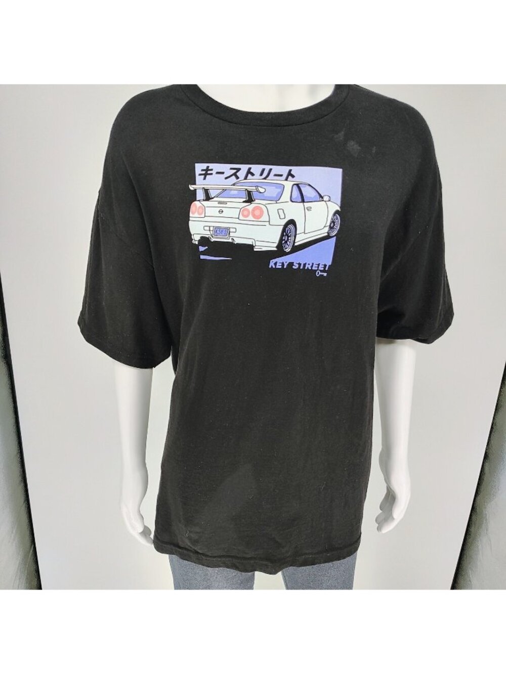 Key Street Nissan Skyline GT-R Black Graphic T-Shirt (2XL) *Flaws*